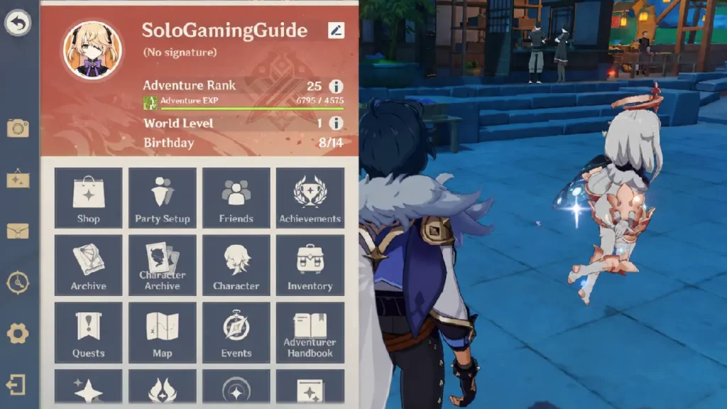 Genshin Impact Adventure Rank AR screen showing progression to AR45 milestone
