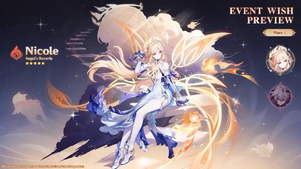 Genshin Impact Nicole Reeyn official character art 5-star Pyro Catalyst Version 6.6