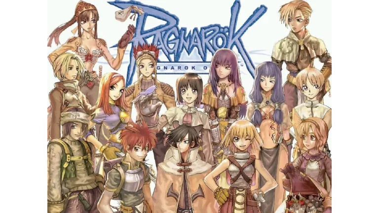 Ragnarok Online class selection screen showing first-job characters including Swordsman, Mage, Archer, Acolyte, Merchant, and Thief