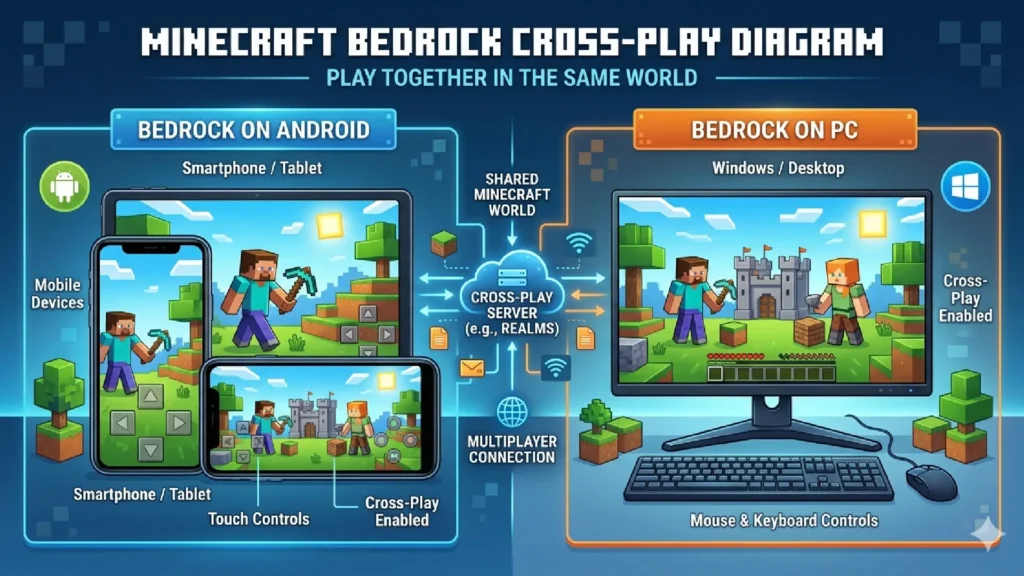 Minecraft Bedrock cross-play on Android and PC