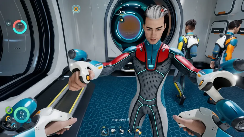 Subnautica 2 co-op multiplayer screenshot showing players exploring alien ocean together