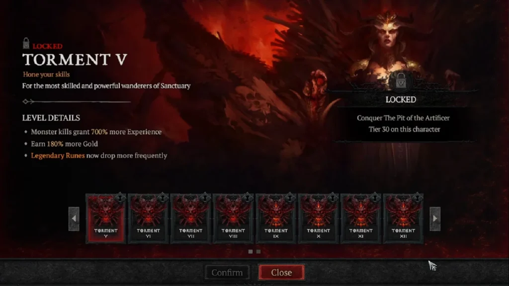 Diablo 4 difficulty selection screen showing Normal, Hard, Expert, and Penitent options in 2026