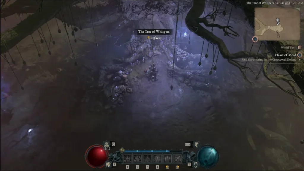 Diablo 4 world map showing active Tree of Whispers