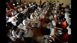 Philippine internet café setup showing computer monitors in a row representing 2000s cybercafé gaming culture