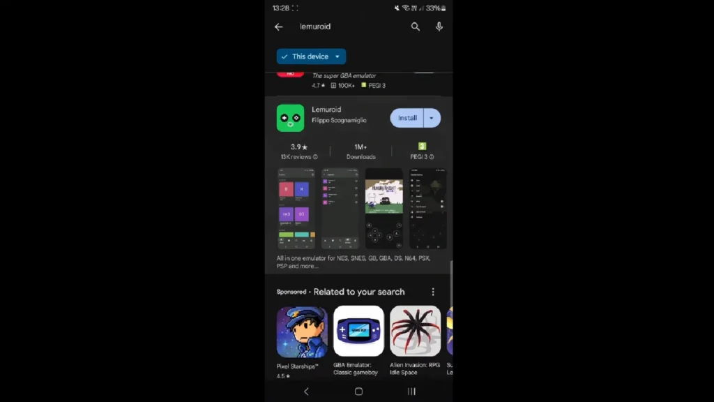 Lemuroid Android emulator showing organized JRPG game library on a Filipino gamer's phone