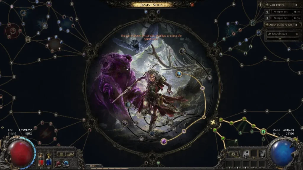 Path of Exile 2 Huntress Spirit Walker ascendancy showing animal spirit companions in patch 0.5 Return of the Ancients